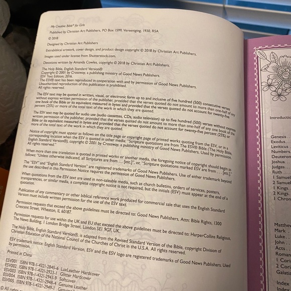 My Creative Bible for Girls, Journaling Bible - ESV - Purple Glitter Hardcover - Picture 12 of 16